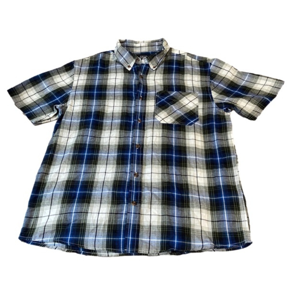 Field & Stream Men's Short Sleeve Button Up Flannel Shirt Sz M Blue Gray Blue